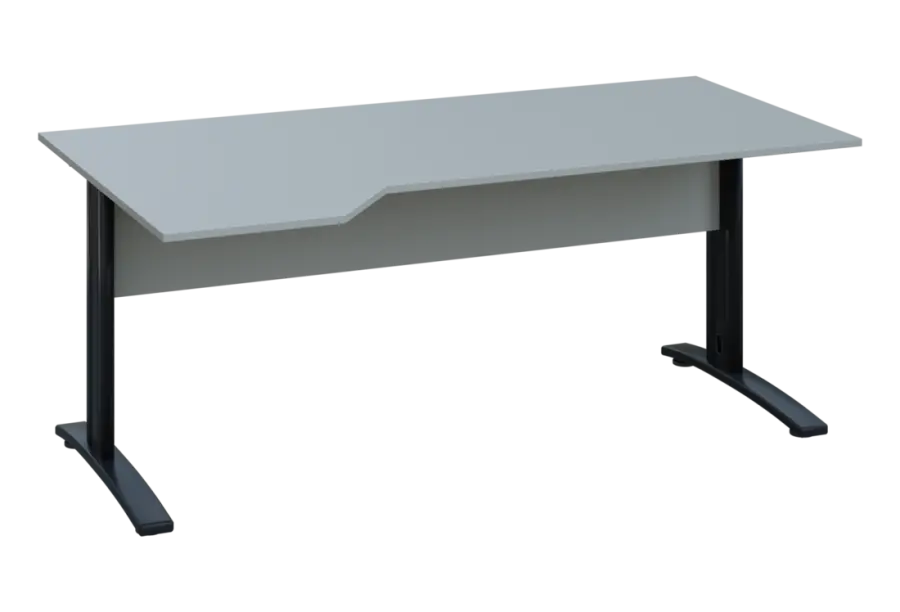 EZK 28 - 184 stůl kancelářský, rohový, levý, kovová podnož černá, deska 25 mm, široký 1800 mm, šedá